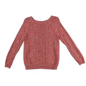 GAP Womens Cable Knit Sweater Size - M Red Cable Pattern 100% Cotton